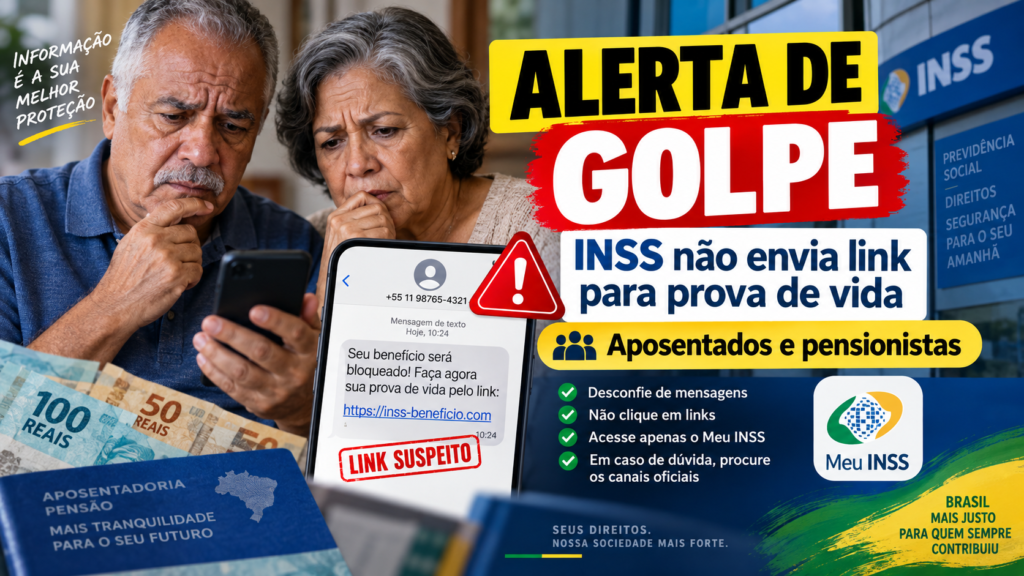 Alerta de golpe do INSS sobre falsa prova de vida para aposentados e pensionistas
